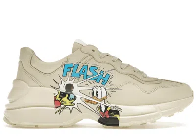 Pre-owned Gucci Men's  Rhyton X Disney Donald Duck Sneakers In Ivory In White
