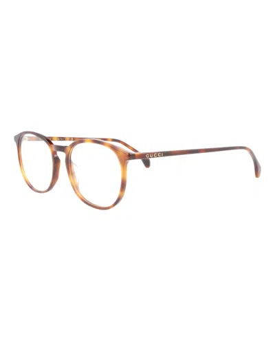 Pre-owned Gucci Men's  Round Eyeglasses/30008225011) In Havana/transparent (gg0551o In Brown