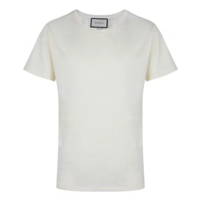 Gucci Men's  Round Neck Cotton Tops Short Sleeve T-shirt Creamy White In Neutral