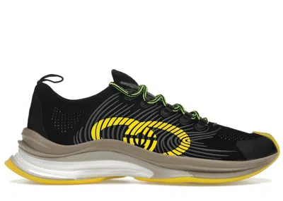 Pre-owned Gucci Men's  Run Sneakers In Black/yellow/beige In Multi