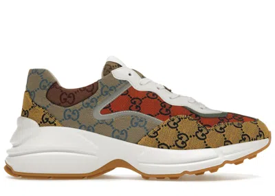 Pre-owned Gucci Men's  Rython Gg White Sneakers In Multi