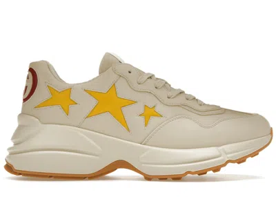 Pre-owned Gucci Men's  Rython Stars Sneakers In Ivory/yellow