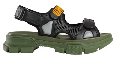 Pre-owned Gucci Men's  Sandal Sega Sneakers In Black/green