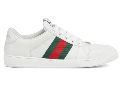 Pre-owned Gucci Men's  Screener Distressed Gg Embossed Sneakers In White