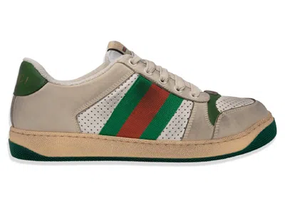 Pre-owned Gucci Men's  Screener Distressed Orange Sneakers In Off White/green/red In Multi