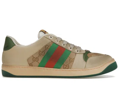 Pre-owned Gucci Men's  Screener Gg Canvas Sneakers In Off White