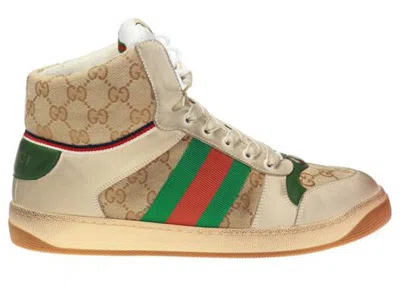 Pre-owned Gucci Men's  Screener Gg High Sneakers In Off/white