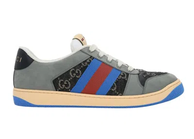 Pre-owned Gucci Men's  Screener Gg Sneakers In Grey/blue/brown In Multi