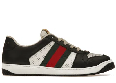 Pre-owned Gucci Men's  Screener Red Web Sneakers In Black/white/green