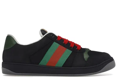 Pre-owned Gucci Men's  Screener Suede Sneakers In Black