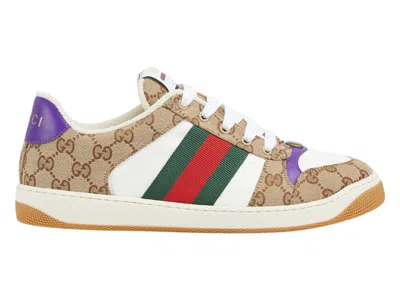 Pre-owned Gucci Men's  Screnner Gg Purple Sneakers In Beige/dark Brown
