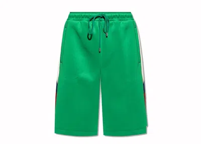 Pre-owned Gucci Men's  Side Stripe Logo Shorts In Green