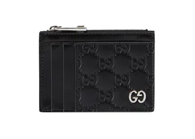 Pre-owned Gucci Men's  Signature Card Case In Black