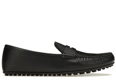 Pre-owned Gucci Men's  Signature Driver Debossed Leather Sneakers In Black