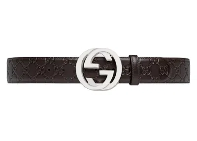 Pre-owned Gucci Men's  Signature Leather Belt In Brown