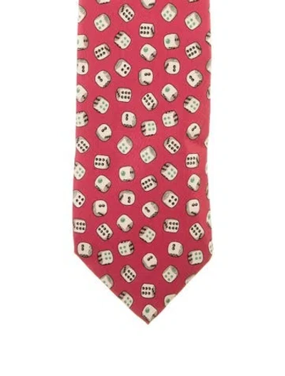 Pre-owned Gucci Men's  Silk Pattern Tie In Red
