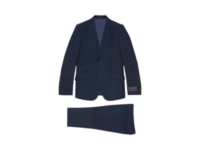 Pre-owned Gucci Men's  Single Breaster Full Suit In Marine Navy Blue