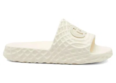 Pre-owned Gucci Men's  Slide Sandal Interlocking G Water Ripples Sneakers In Off White