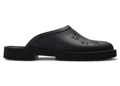 Pre-owned Gucci Men's  Slipon Sandal Cut Out Monogram Sneakers In Black