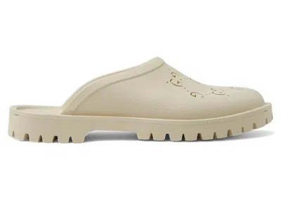 Pre-owned Gucci Men's  Slipon Sandal Cut Out Monogram Sneakers In Mystic White