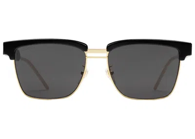 Pre-owned Gucci Men's  Square Metal And Acetate Sunglasses In Black (596071 J0770 1011)