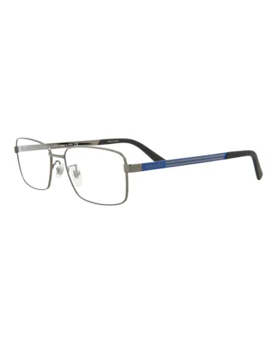 Pre-owned Gucci Men's  Square Rectangle Optical Frames/30008616003) In Ruthenium/blue/transparent (gg0693o