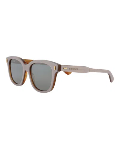 Pre-owned Gucci Men's  Square Rectangle Sunglasses/30013834004) In Silver/brown (gg1264s