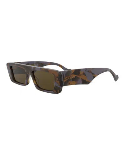 Pre-owned Gucci Men's  Square Rectangle Sunglasses/30013890006) In Havana/brown (gg1331s