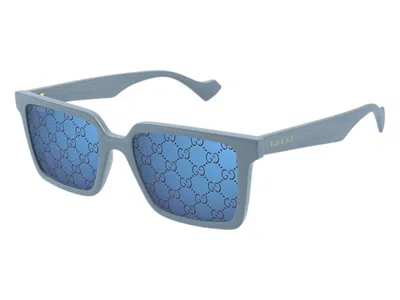 Pre-owned Gucci Men's  Square Sunglasses In Shiny Light Blue (gg1540s 003)