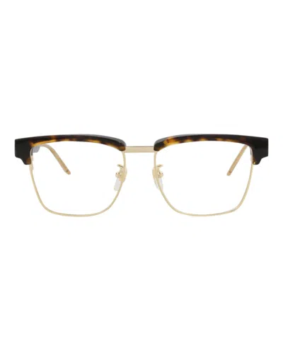 Pre-owned Gucci Men's  Squareframe Acetate Optical Frames In Havana Havana Transparent (gg0605o/30008100/002) In Brown