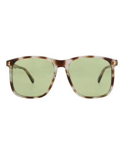 Pre-owned Gucci Men's  Squareframe Acetate Sunglasses In Havana Havana Green (gg1041s/30011605/004)