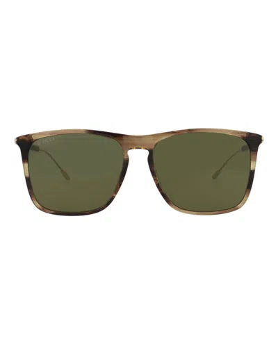 Pre-owned Gucci Men's  Squareframe Recycled Acetate Sunglasses/30013857003) In Havana/gold/green (gg1269s