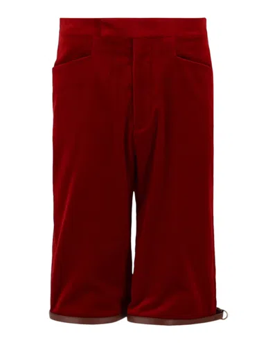 Pre-owned Gucci Men's  Stretch Velvet Shorts In Red
