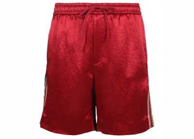 Pre-owned Gucci Men's  Striped Silk Bermuda Shorts In Live Red
