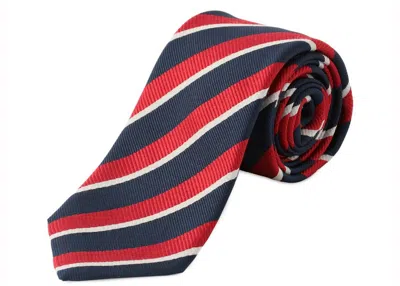 Pre-owned Gucci Men's  Striped Tie In Navy Blue/red/white