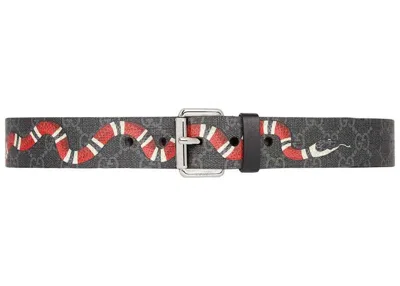 Pre-owned Gucci Men's  Supreme Kingsnake Belt In Black
