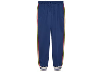 Pre-owned Gucci Men's  Technical Jersey Jogging Pant In Blue