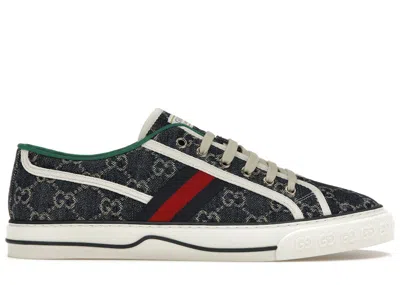 Pre-owned Gucci Men's  Tennis 1977 Denim Gg Print Sneakers In Dark Blue/ivory