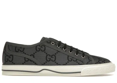 Pre-owned Gucci Men's  Tennis 1977 Gg Monogram Grey Sneakers In Dark Grey/black