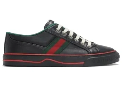 Pre-owned Gucci Men's  Tennis 1977 Leather Sneakers In Black/green/red In Multi