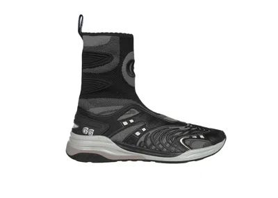 Pre-owned Gucci Men's  Ultrapace R Mid Top Sneakers In Black/grey In Multi