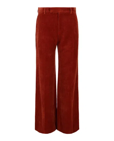 Pre-owned Gucci Men's  Velvet Flaleg Pants In Red