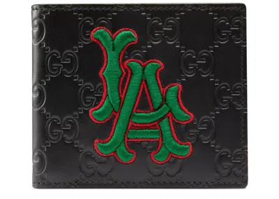 Pre-owned Gucci Men's  Wallet La Dodgers Patch In Black