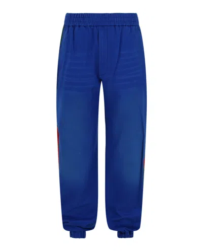 Pre-owned Gucci Men's  Web Accent Joggers In Blue