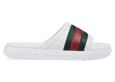 Pre-owned Gucci Men's  Web Slide Sandal Sneakers In White/green/red