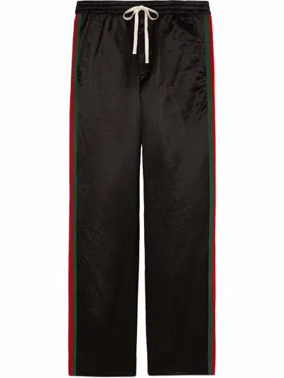 Pre-owned Gucci Men's  Webpanel Track Pants In Black/red/green