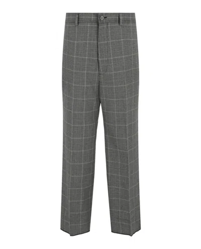 Pre-owned Gucci Men's  Wideleg Plaid Trousers In Grey