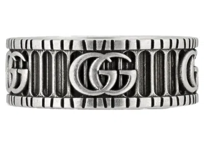 Pre-owned Gucci Men's  With Double G Ring In Silver