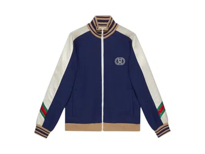 Pre-owned Gucci Men's  Wool Jersey Zip Jacket In Blue