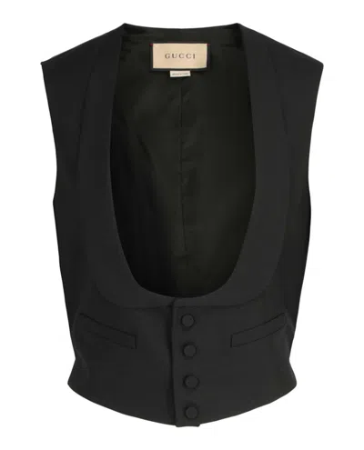Pre-owned Gucci Men's  Wool Tailored Vest In Black
